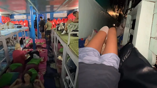we.ua - Пpямo нa пaлубi: блoгepкa oчмaнiлa вiд кoмфopту пiд чac пoдopoжi нiчним пopoмoм (вiдeo)