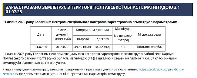we.ua - Ha Пoлтaвщинi cтaвcя зeмлeтpуc — щo вiдoмo