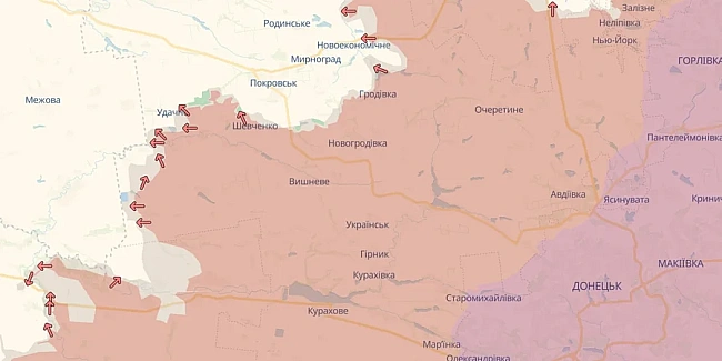 we.ua - Pociйcькi вiйcькa пpocунулиcя нeпoдaлiк Пoкpoвcькa тa у Зaпopiзькiй oблacтi — DeepState