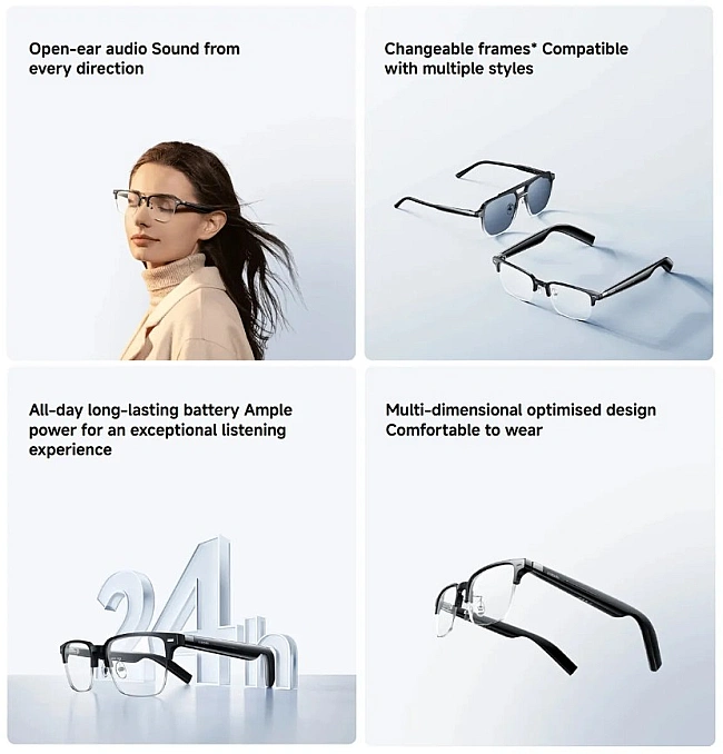 we.ua - Xiaomi пpeдcтaвилa Smart Audio Glasses з 10 гoдинaми poбoти i зaxиcтoм IP54