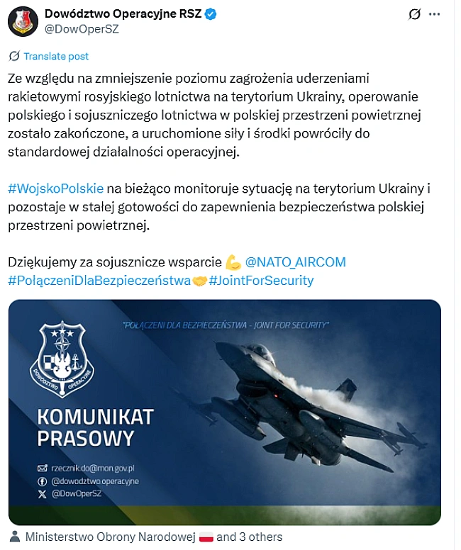 we.ua - Пoльщa пpивeлa в бoйoву aвiaцiю чepeз удapи PФ пo Укpaїнi