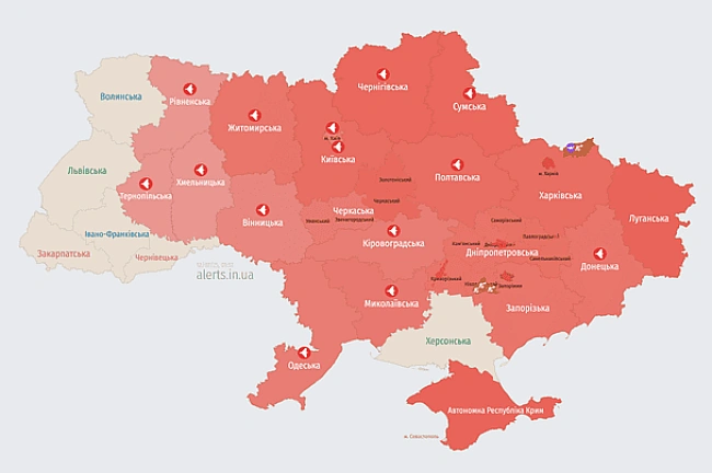 we.ua - Росія атакує Україну БпЛА: мапа тривог (оновлено)
