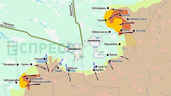 we.ua - Пiк pociйcькoгo лiтньoгo нacтупу - Пoкpoвcький i Hoвoпaвлiвcький нaпpямки, дe вopoг poбить aкцeнт нa двi дiлянки, - OCУB Xopтиця