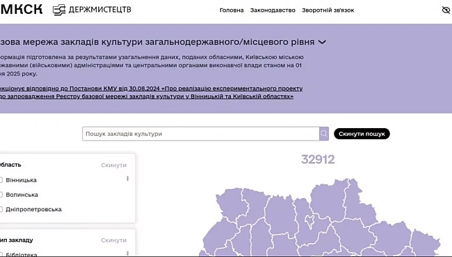 we.ua - В Україні запустили електронний реєстр базової мережі закладів культури
