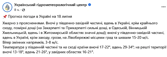 we.ua - Заллє дощами та накриє спека — якою буде погода завтра