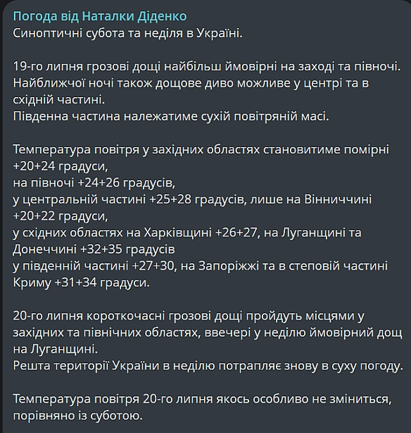 we.ua - Грози, спека і комфортні вихідні — прогноз погоди від Діденко
