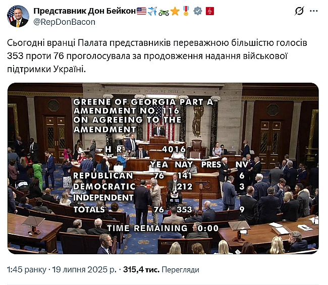 we.ua - У США проголосували за продовження військової допомоги Україні