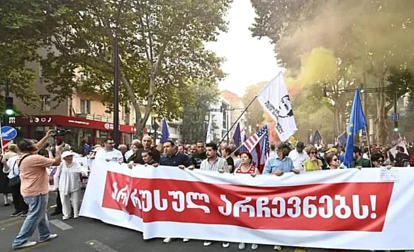 we.ua - Ні російським виборам: у Тбілісі мітингували за бойкот місцевого голосування