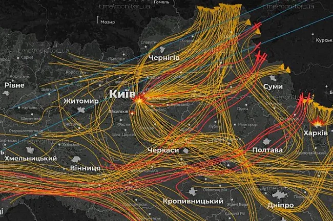 we.ua - Масована атака РФ на Україну: приблизний маршрут ракет і дронів