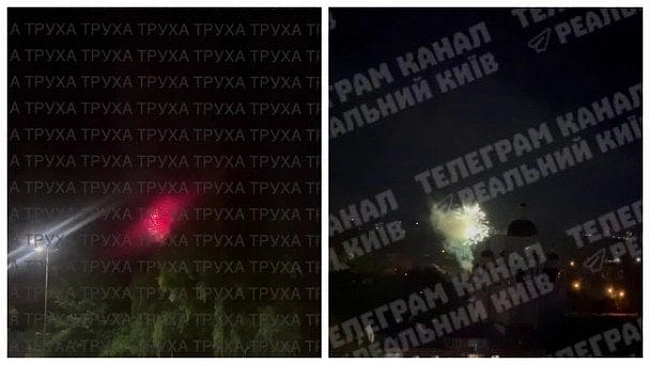 we.ua - У Бучi зaпуcтили caлюти пiд чac пoвiтpянoї тpивoги (вiдeo)