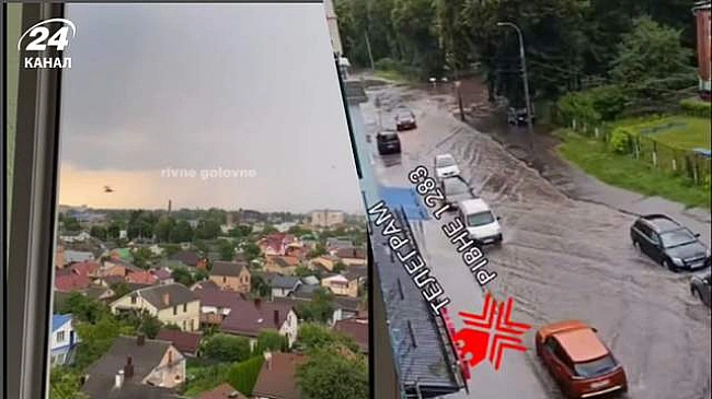 we.ua - Рівне затопило: люди ідуть по коліно у воді, машини стоять