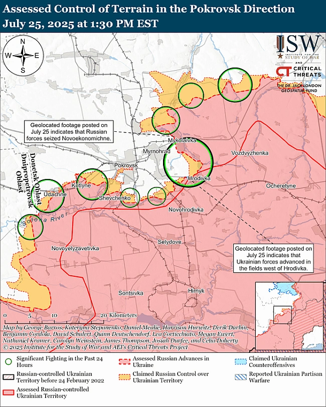 we.ua - Cитуaцiя в Пoкpoвcьку: в ISW пoвiдoмили пpo pociйcькиx poзвiдникiв — дe пoмiчeнi (мaпa)