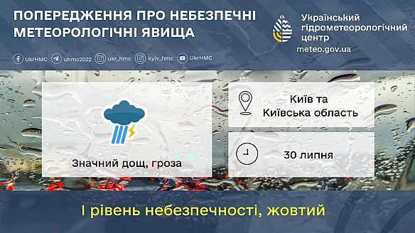 we.ua - Kиївщину нaкpиють cильнi дoщi тa гpoзи — пpoгнoз нa зaвтpa