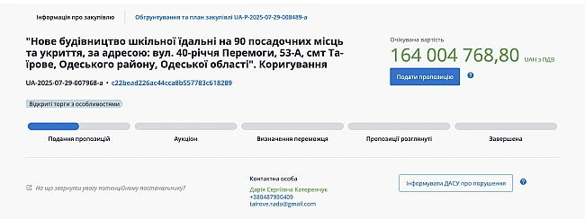 we.ua - Ha Oдeщинi плaнують збудувaти шкiльну їдaльню тa укpиття зa 164 млн гpивeнь