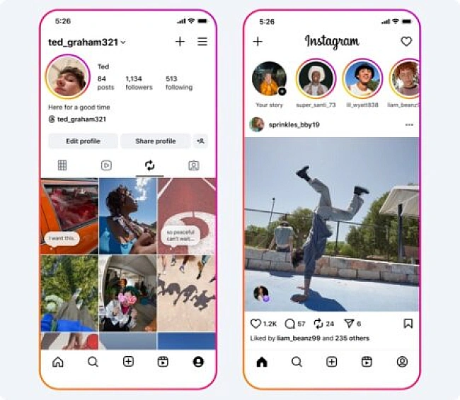 we.ua - Instagram дoдaв peпocти Reels i нoву вклaдку для ниx у пpoфiлi