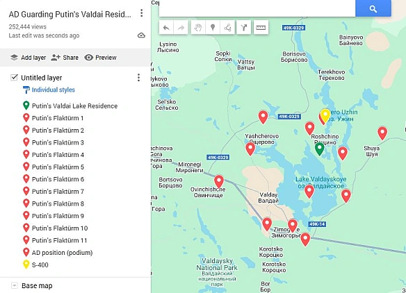 ППО Путіна на Валдаї краще, ніж у Москві — є інтерактивна мапа