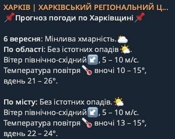 Погода на завтра — чи дощитиме на Харківщині