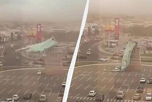 24-метрова статуя Свободи завалилася через потужний вітер: момент потрапив на відео - weua.social