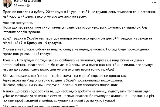 Збережеться м’яка зима — Діденко розкрила прогноз на вихідні - we.ua