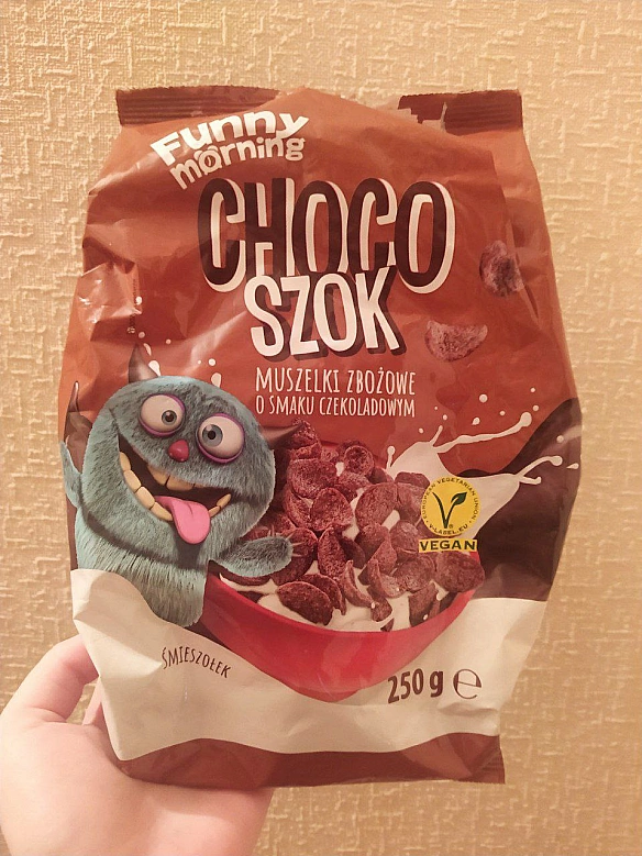 Шоколадні пластівці Choco Szok Funny MorningСкільки: 250 гЦіна: 40-55 грнДе? Інтернет-магазини, БонусСклад: борошно 65% (ці... - їж, читай, смійся на we.ua