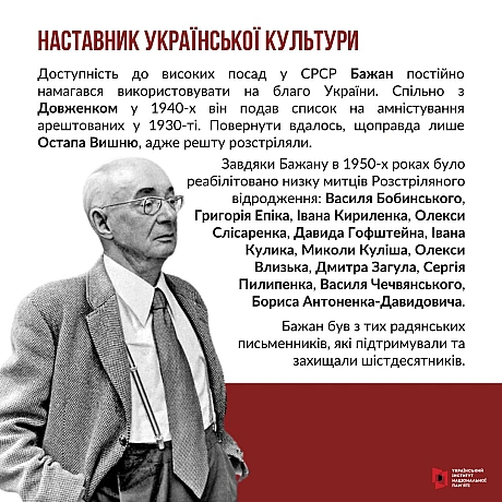 9 жовтня відзначаємо 120-річчя з дня народження Миколи Платоновича Бажана. Це один з найсуперечливіших українських діячів культу... - Український інститут національної пам'яті на we.ua