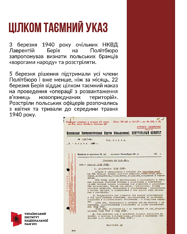 Сьогодні вшановуємо 85-ті роковини масових розстрілів у Катині. Катинський розстріл – це символічна назва масових страт польськи... - Український інститут національної пам'яті на we.ua