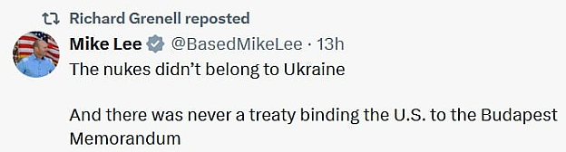 Цікаві дописи у мережі Х. Спецпредставник президента США Річард Гренелл:Давайте прояснимо ситуацію з Будапештським меморандумо... - WAS на we.ua