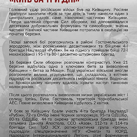 Протягом березня-квітня 2022 року Сили безпеки та оборони України провели низку військових операцій, завдяки яким було звільнено... - Український інститут національної пам'яті на we.ua