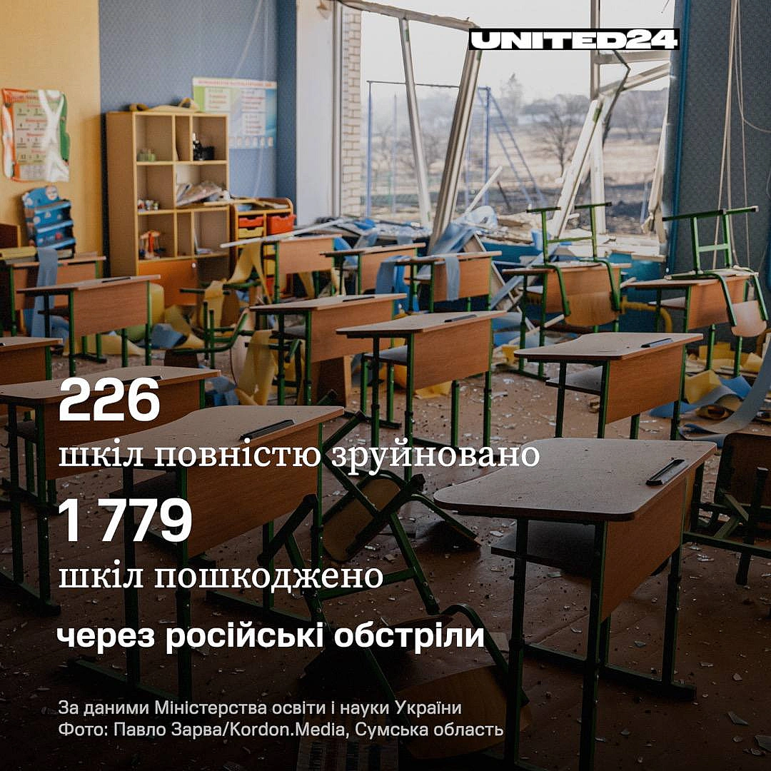 росія цілеспрямовано руйнує українські школи, позбавляючи дітей права на безпечне та якісне навчання. За час повномасштабного ... - UNITED24 на we.ua