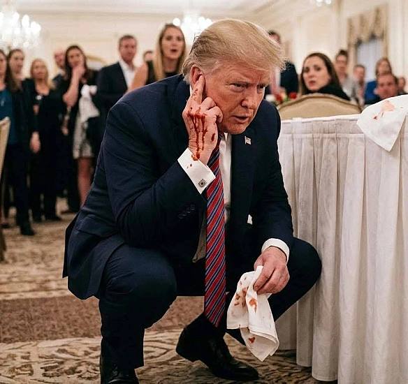 Кажуть, що Трамп під час стрілянини знов отримав поранення у праве вухо, але вже через годину, до початку брифінгу, воно загоїло... - на we.ua