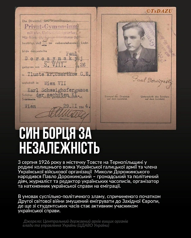 Сьогодні минає 100 років від дня народження Павла Дорожинського – українського громадсько-політичного діяча, журналіста, редакто... - на we.ua