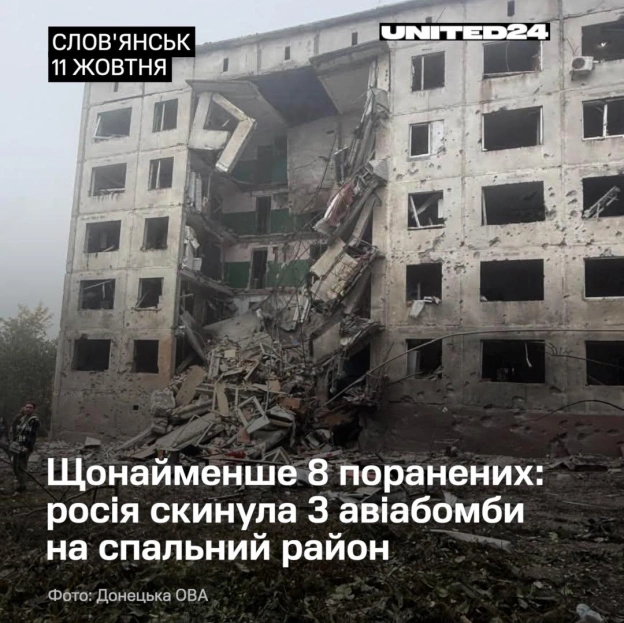 Сьогодні, недільного ранку, росія скинула три ФАБ-250 на спальний район Словʼянська.Поранені щонайменше 8 людей, троє з них у ... - на we.ua