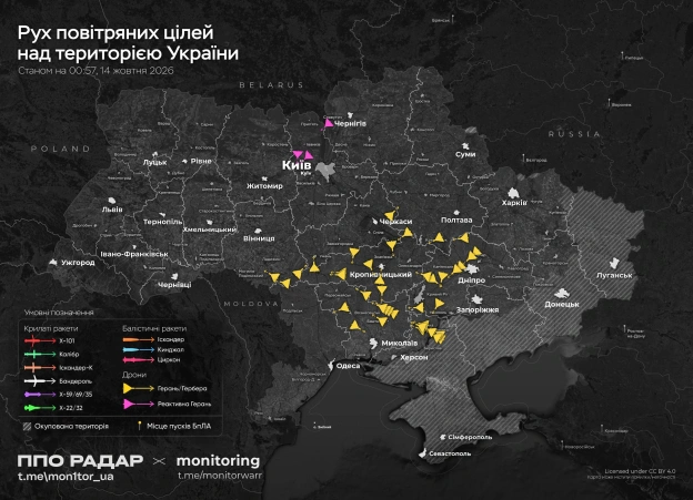 Ситуація станом на цю хвилину. Повітряні цілі внесено на мапу з обовʼязковою похибкою. - на we.ua
